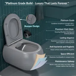 plantex Ceramic Wall Hung Commode/Western Commode for Toilet/Commode with Soft Closing Seat - P Trap (NCWH-1039) Western Commode image 3