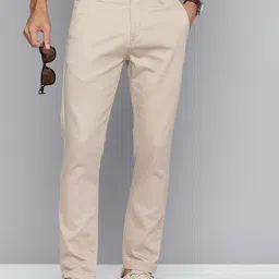 flying machine Men Slim Fit Beige Cotton Blend Trousers-picture-10