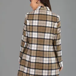 honnete 100 % Polyester Checkered Coat For Women image 2