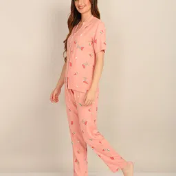 asami Women Night Suit Set Pink Printed image 3