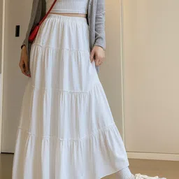 style grid Women Self Design Flared White Skirt-picture-10