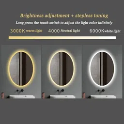 frozenfly Marden Frosted Oval Shape Led Mirror Bathroom Mirror image 3