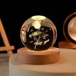 60MM 3D Love Rose Crystal Ball ,2.4 inch Glass Ball with Led Wood Base-L261_L164 Night Lamp-image-8