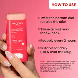dot & key Sunscreen - SPF 50 PA++++ Strawberry Dew Stick On-The-Go With Ceramide Normal Skin Type image 5