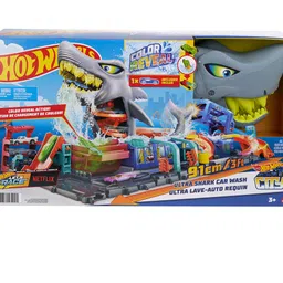 hot wheels Track Set City Shark Car Wash Station with 1:64 Scale Colour Reveal Car-picture-14