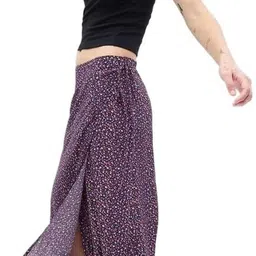gap Women Floral Print Wrap Around Purple Skirt image 2