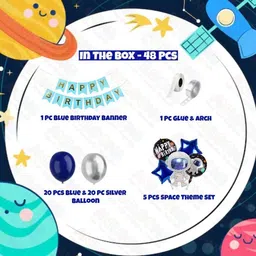 party breeze Space Theme Birthday Party Decorations Set, Navy Blue and Silver Balloon image 2