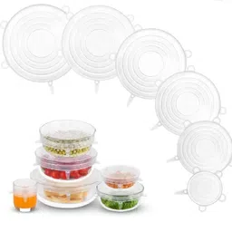 qinpin Silicone Stretchable/Reusable Flexible Lid fits All Containers Bowl Food Cover 2.6 inch Lid Set image 4
