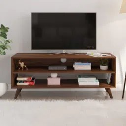 bluewud Leo Engineering Wood Floor Standing Tv Entertainment Unit In Brown Maple Finish-picture-20