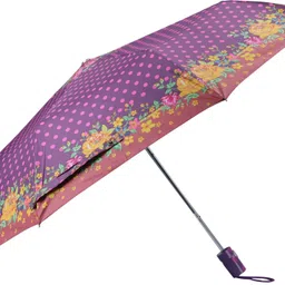 the clownfish Polka Dot Series 3 Fold Auto Open Nylon Umbrellas (Purple with Peach border) Umbrella-picture-15