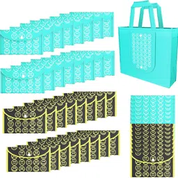 kuber industries Pack of 96 Smile Foldable Grocery/Shopping Bags For Women | Blue & Black Yellow Pack of 96 Grocery Bags-picture-20