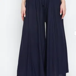 classi kaari Women Flared Dark Blue Polycotton Trousers-picture-27