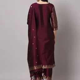 vredevogel Women Cotton Silk Kurta Pant Dupatta Set image 2