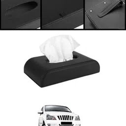 ayw Universal Black D Shape Leatherite Tissue Holder For Car/Home-325 Vehicle Tissue Dispenser image 1