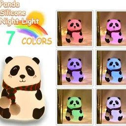 Guruvar Cute Panda Silicon Night Lamp USB Rechargeable 7 Color Changing For Kids-1220 Smart Sensor Light image 2