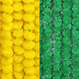 agaas enterprises Decorative Marigold Flower Garlands - Pack of 10 Yellow & Green Garland-picture-29