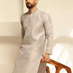 sojanya Men Embroidered Silk Blend Straight Kurta image 4