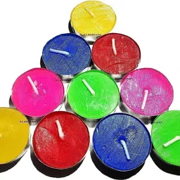 wom bab Tealight Candles Diwali Dipawali Diya Multi colour Unscented Long Burning Tealight, 9 Hours Burn time, White Unscented Tea Light Candles for Decoration 100% Pure Wax Candle image 2