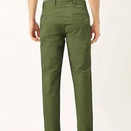 united colors of benetton Men Slim Fit Green Pure Cotton Trousers image 3