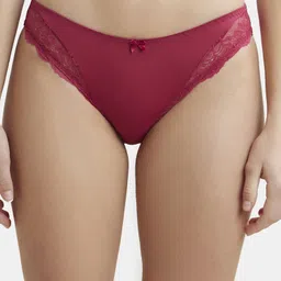 jockey 1813 Medium Coverage Microfiber Elastane Stretch with StayFresh Treatment Women Bikini Red Panty image 1
