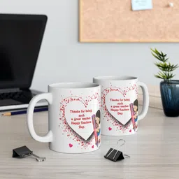 giftspedia Happy teachers day with awesome design and printed coffee mug 350 ml Ceramic Coffee Mug image 2
