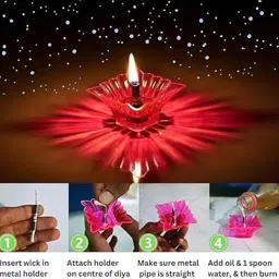 easycart 3D Reflection Designer Reusable Multi Shape Transparent Oil Diya Candle image 2