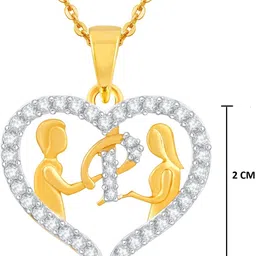 kanak jewels Couple Pendant "P" Letter Gold plated Valentine alphabet Cubic Zirconia Pendant Gold-plated Cubic Zirconia Brass Pendant image 3