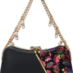 tooba handicraft Party Black, Red Clutch image 5