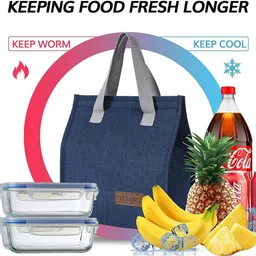 dhamexim enterprise Lunch Bag for Kids, Stylish Heat Insulated Tiffin Bags for Travel School 2 Containers Lunch Box image 4