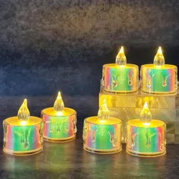 ghiify trends Rainbow LED Candle Light Transparent Flameless & Smokeless Decorative Tealight Candle-picture-12