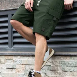 torontocn Solid Men Dark Green Cargo Shorts image 3
