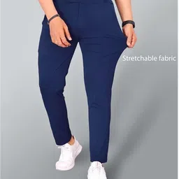 vimla textile Men Regular Fit Blue Lycra Blend Trousers image 5