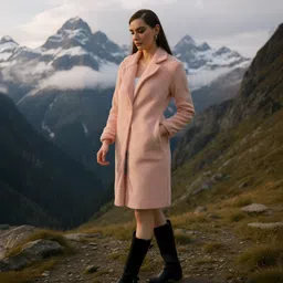 campus sutra Fleece Solid Coat For Women image 1