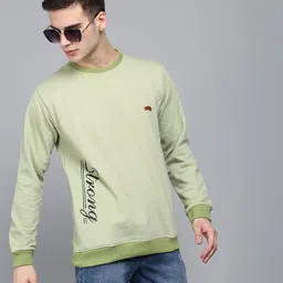 smayra Men Solid Round Neck Green Sweater image 5