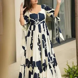 shandhya Floral Print Cotton Linen Stitched Anarkali Gown image 2