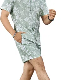 ftx Men Night Suit Set Green Printed image 5