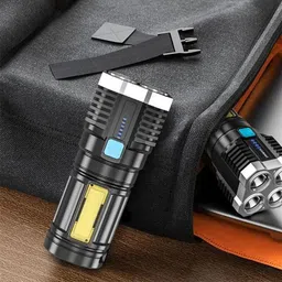 wrydo9 Rechargeable LED Torch High Power Flashlight Long Range Beam & Emergency Light Torch image 2