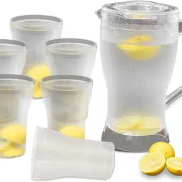 drumstone Lemon Jug with 6 Glass Set | Elegant Water & Juice Serving Set Jug Bottle Glass Set-picture-29