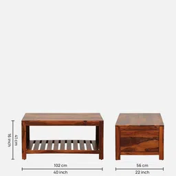 woodsworth from pepperfry Nuevo Sheesham Wood Coffee Table in Scratch Resistant Honey Oak Finish image 2