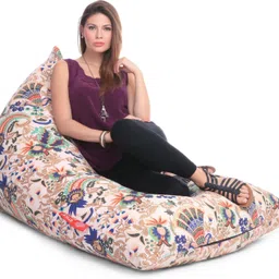 style homez XXL Pyramid Cotton Canvas Floral Printed Lounger Bean Bag With Bean Filling image 4