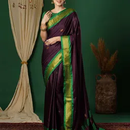 awesome Embellished Kanjivaram Silk Blend, Jacquard Saree-picture-24