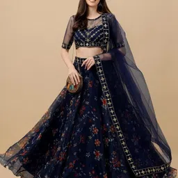 liludi Printed Semi Stitched Lehenga Choli image 1