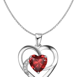 highspark 925 Silver Solitaire Red Heart Pendant Necklace For Women Zircon Sterling Silver Necklace-picture-12