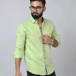 metronaut Men Regular Fit Solid Spread Collar Casual Shirt image 5