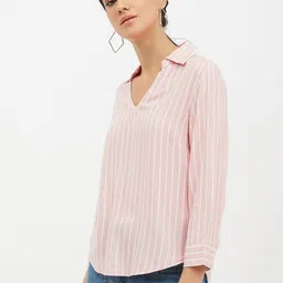 harpa Casual Regular Sleeves Striped Women Pink Top image 4