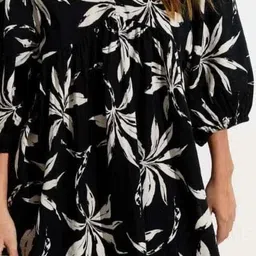 manojava Women Fit and Flare Black Mini/Short Dress image 3