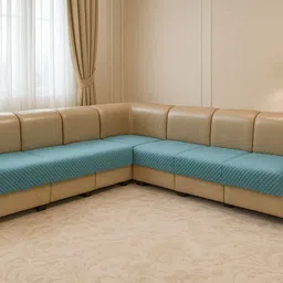 kingly Velvet 3+2 Seater L-Shape Sofa Plain Cover image 3