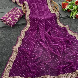 nerta boutique Self Design, Embroidered Bollywood Georgette Saree-picture-22