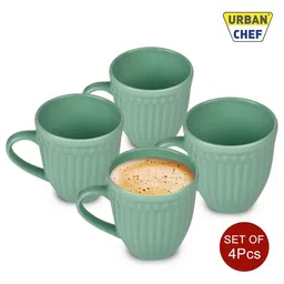 urban chef Hancrafted Ceramic Green 350 ML Coffee Mug Set of 4 image 4