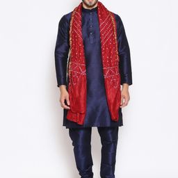 dupatta bazaar Silk Blend Woven Maroon Men Dupatta-picture-15